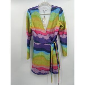 NWT Never Fully Dressed Women's Rainbow Mini Zsa Zsa Wrap Dress Size 4